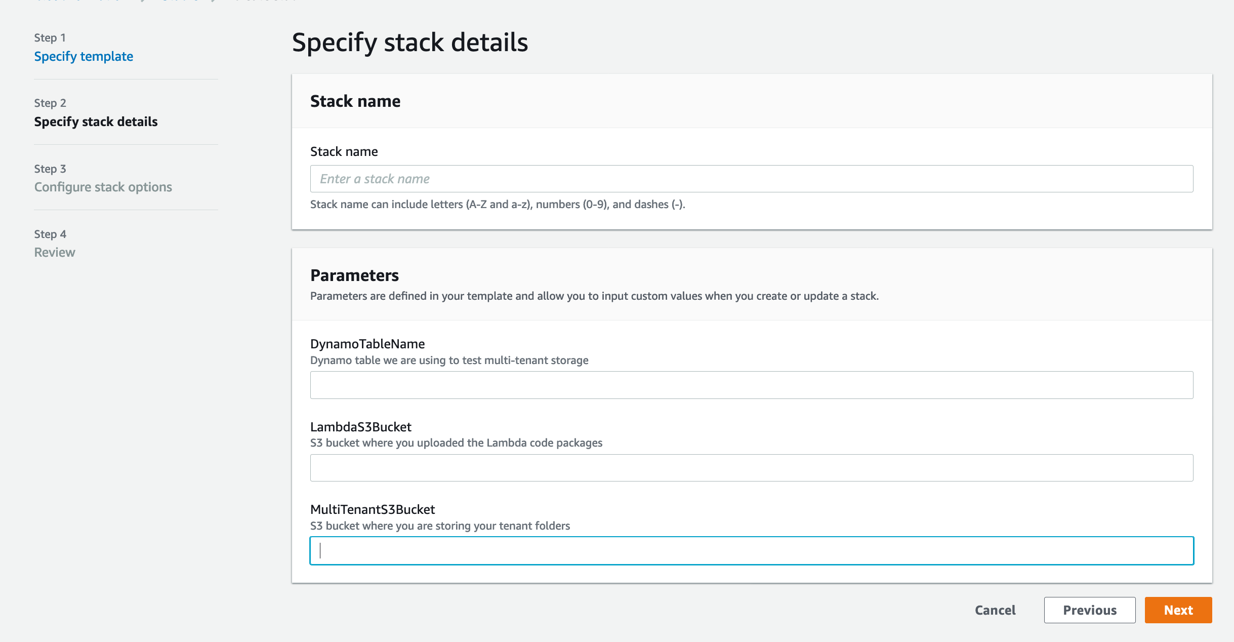 Cognito CloudFormation Variables